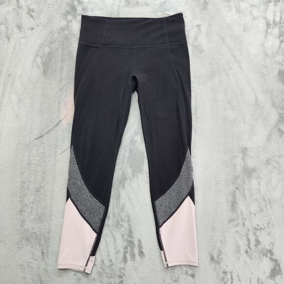 Athleta Leggings Womens M Black Gray Colorblock Salutation 7/8 High Rise Workout - Picture 1 of 12